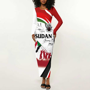 Happy Independence of Sudan Long Sleeve Bodycon Dress Soldiers Fight for Homeland - Victory is ours