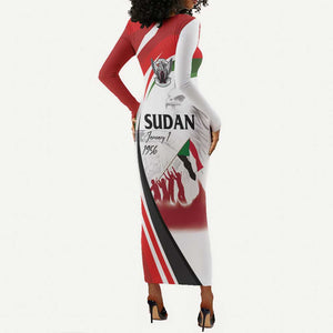 Happy Independence of Sudan Long Sleeve Bodycon Dress Soldiers Fight for Homeland - Victory is ours