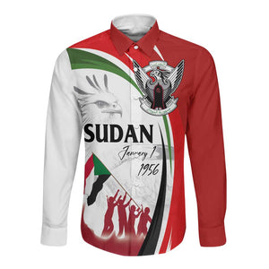 Happy Independence of Sudan Long Sleeve Button Shirt Soldiers Fight for Homeland - Victory is ours