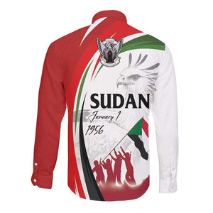 Happy Independence of Sudan Long Sleeve Button Shirt Soldiers Fight for Homeland - Victory is ours