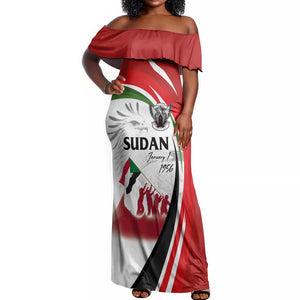 Happy Independence of Sudan Off Shoulder Maxi Dress Soldiers Fight for Homeland - Victory is ours