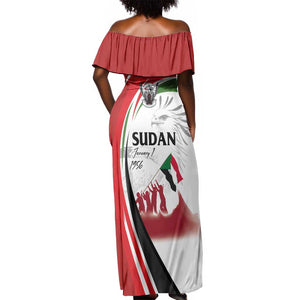 Happy Independence of Sudan Off Shoulder Maxi Dress Soldiers Fight for Homeland - Victory is ours