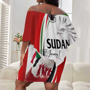 Happy Independence of Sudan Off Shoulder Short Dress Soldiers Fight for Homeland - Victory is ours