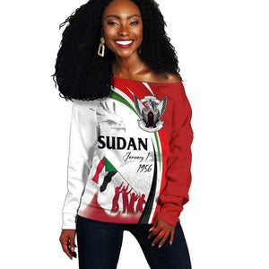 Happy Independence of Sudan Off Shoulder Sweater Soldiers Fight for Homeland - Victory is ours