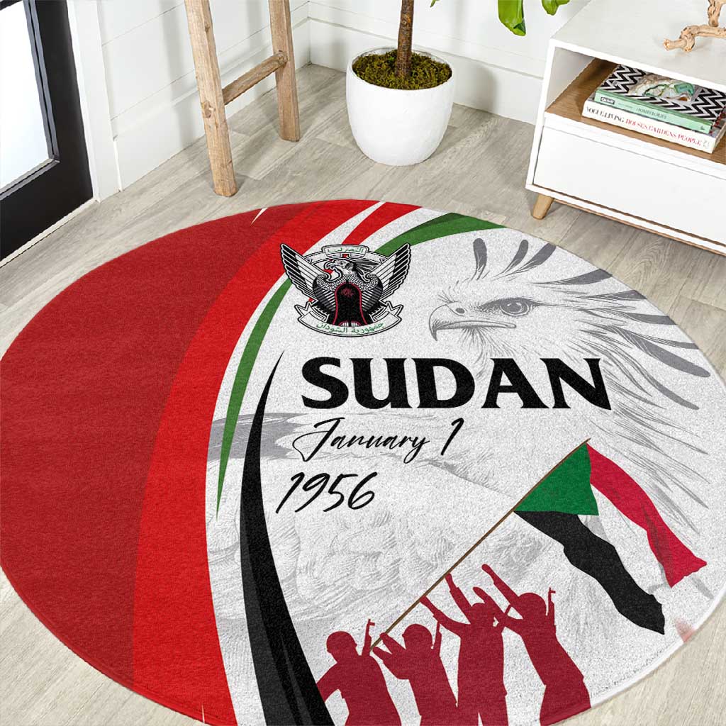 Happy Independence of Sudan Round Carpet Soldiers Fight for Homeland - Victory is ours