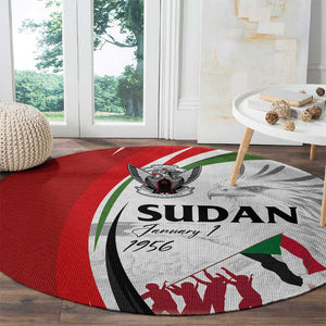 Happy Independence of Sudan Round Carpet Soldiers Fight for Homeland - Victory is ours