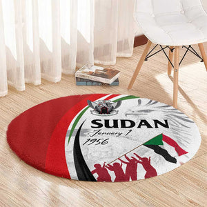 Happy Independence of Sudan Round Carpet Soldiers Fight for Homeland - Victory is ours