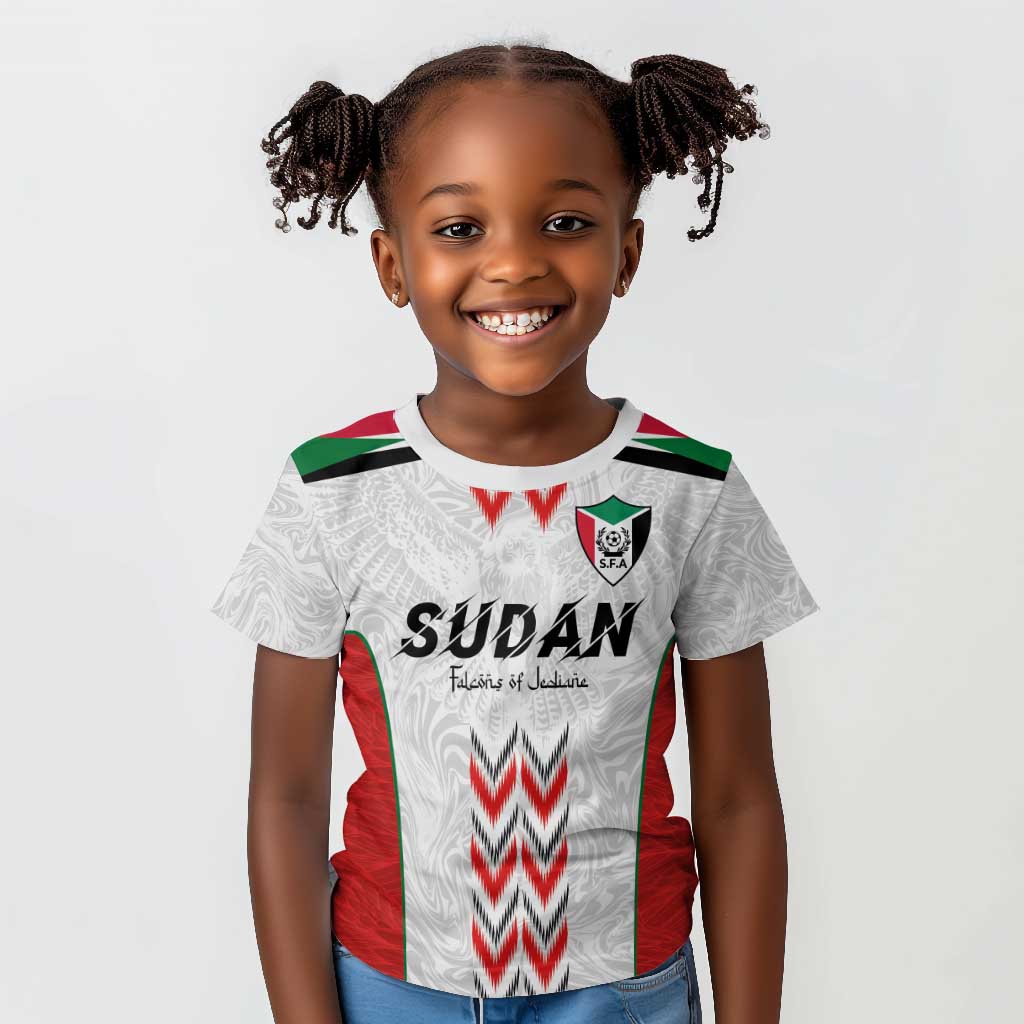 Custom Sudan Football Kid T shirt Wings of Victory - Go Falcons of Jediane