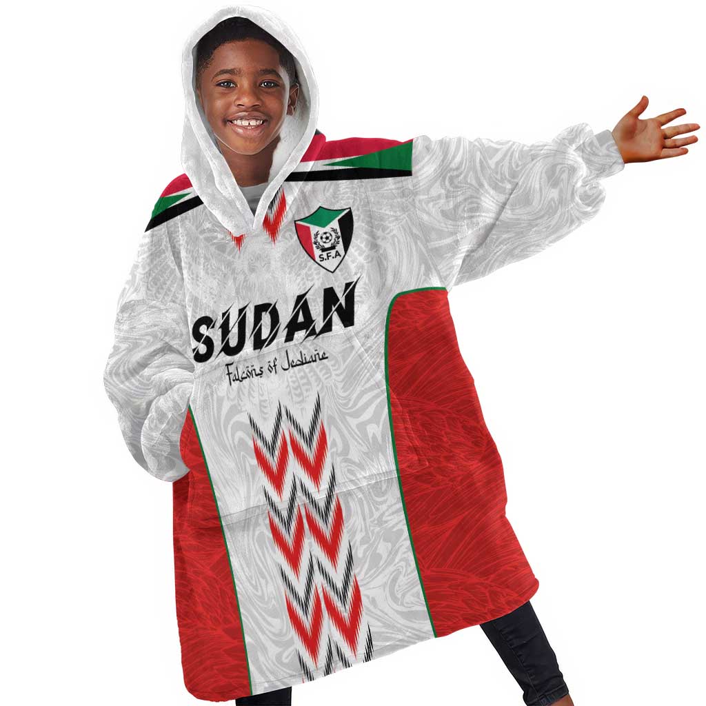 Custom Sudan Football Kid Wearable Blanket Hoodie Wings of Victory - Go Falcons of Jediane