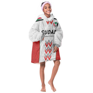 Custom Sudan Football Kid Wearable Blanket Hoodie Wings of Victory - Go Falcons of Jediane