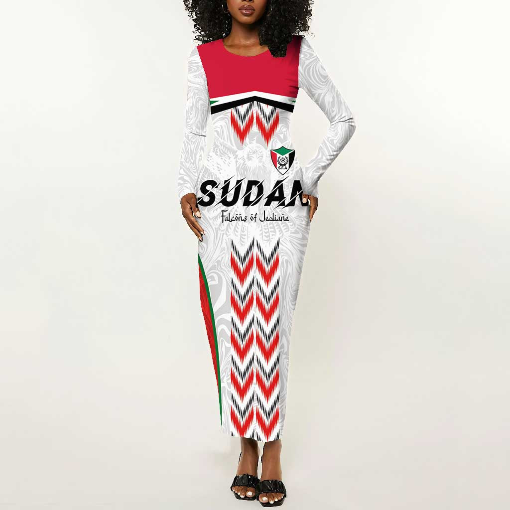 Custom Sudan Football Long Sleeve Bodycon Dress Wings of Victory - Go Falcons of Jediane