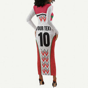 Custom Sudan Football Long Sleeve Bodycon Dress Wings of Victory - Go Falcons of Jediane