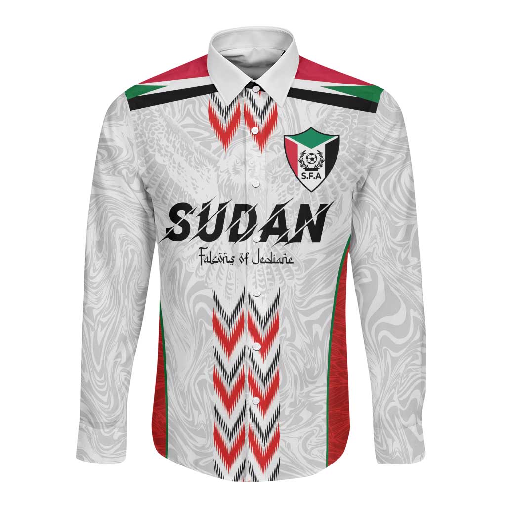 Custom Sudan Football Long Sleeve Button Shirt Wings of Victory - Go Falcons of Jediane