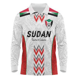 Custom Sudan Football Long Sleeve Polo Shirt Wings of Victory - Go Falcons of Jediane