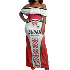 Custom Sudan Football Off Shoulder Maxi Dress Wings of Victory - Go Falcons of Jediane