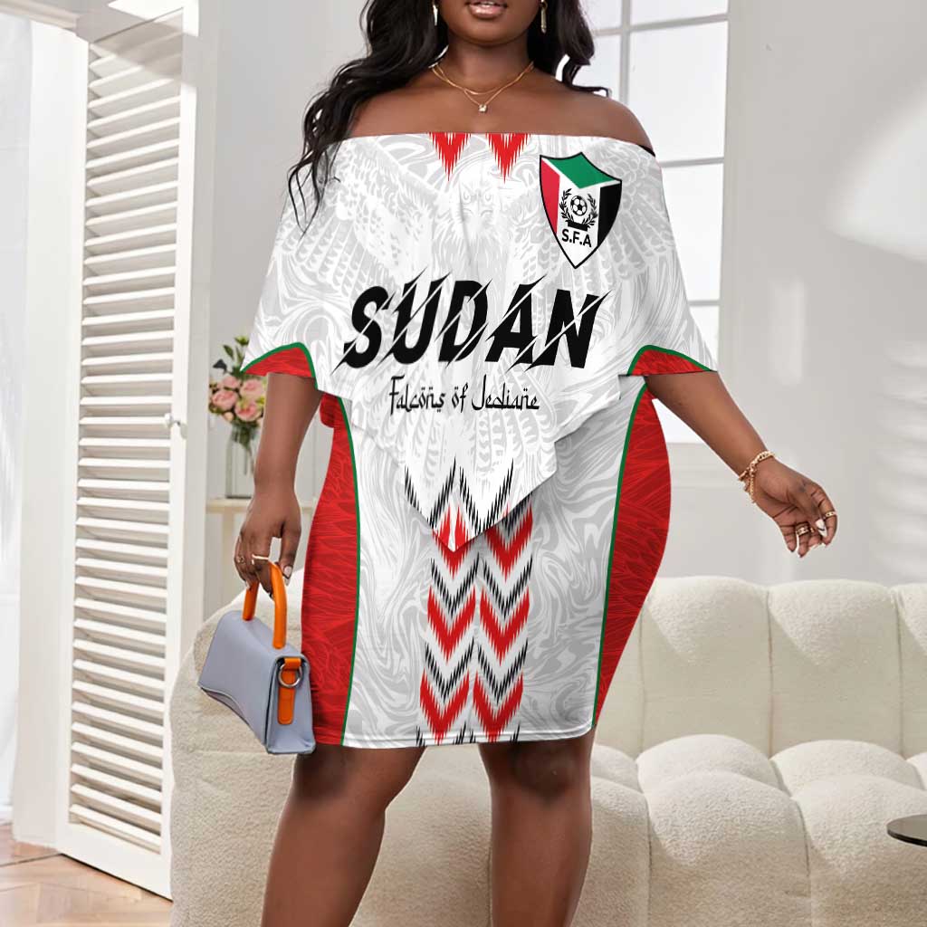 Custom Sudan Football Off Shoulder Short Dress Wings of Victory - Go Falcons of Jediane