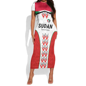 Custom Sudan Football Short Sleeve Bodycon Dress Wings of Victory - Go Falcons of Jediane