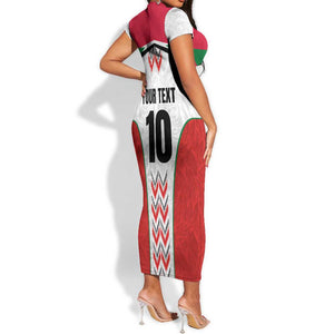 Custom Sudan Football Short Sleeve Bodycon Dress Wings of Victory - Go Falcons of Jediane