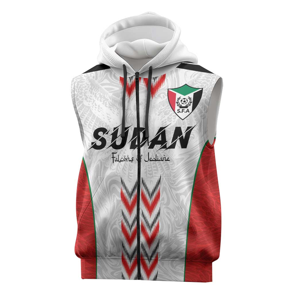 Custom Sudan Football Sleeveless Zip Hoodie Wings of Victory - Go Falcons of Jediane - African Pride