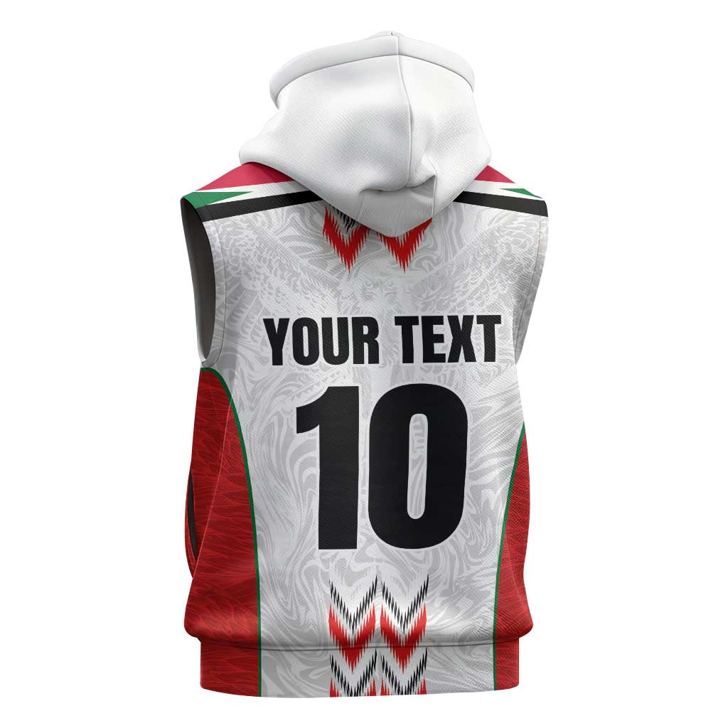 Custom Sudan Football Sleeveless Zip Hoodie Wings of Victory - Go Falcons of Jediane - African Pride