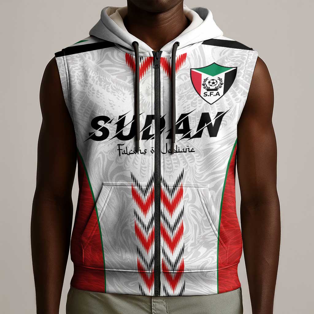 Custom Sudan Football Sleeveless Zip Hoodie Wings of Victory - Go Falcons of Jediane - African Pride