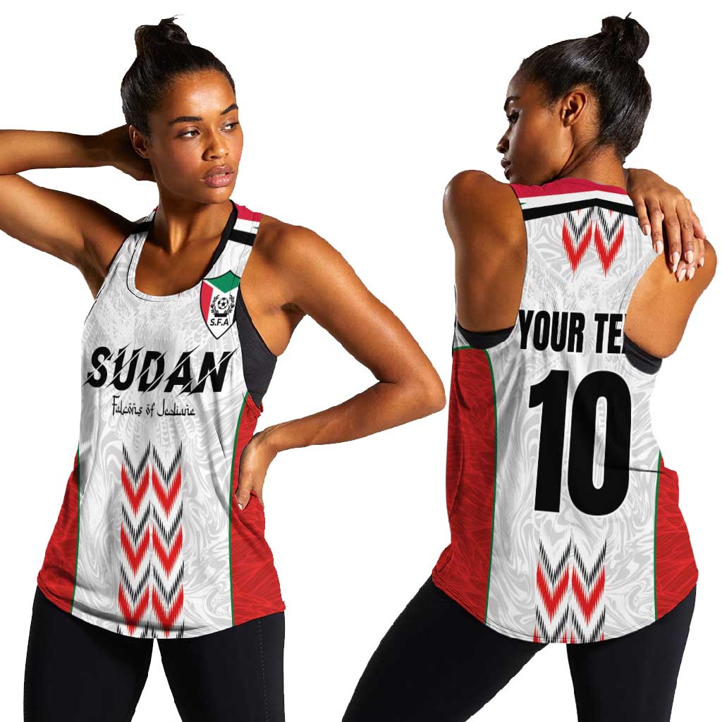 Custom Sudan Football Women Racerback Tank Wings of Victory - Go Falcons of Jediane