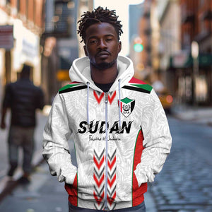 Custom Sudan Football Zip Hoodie Wings of Victory - Go Falcons of Jediane