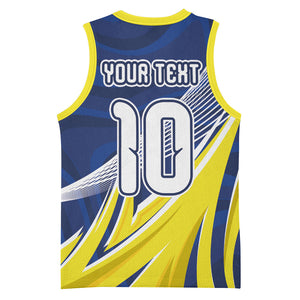 Curacao National Football Custom Basketball Jersey Abstract Sharp Wave Pattern Sporty Style with Map