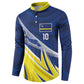 Curacao National Football Custom Button Sweatshirt Abstract Sharp Wave Pattern Sporty Style with Map