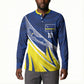 Curacao National Football Custom Button Sweatshirt Abstract Sharp Wave Pattern Sporty Style with Map