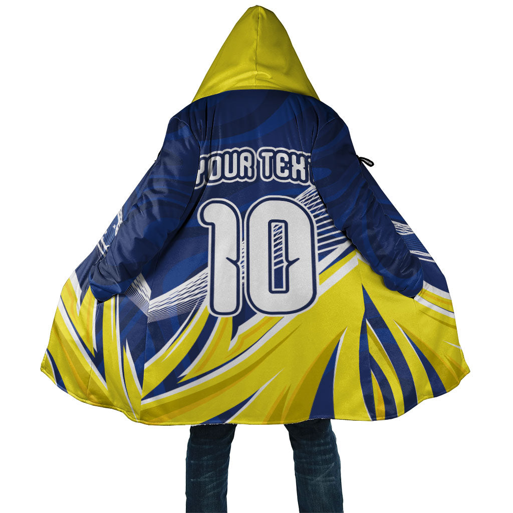 Curacao National Football Custom Cloak Abstract Sharp Wave Pattern Sporty Style with Map