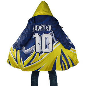 Curacao National Football Custom Cloak Abstract Sharp Wave Pattern Sporty Style with Map