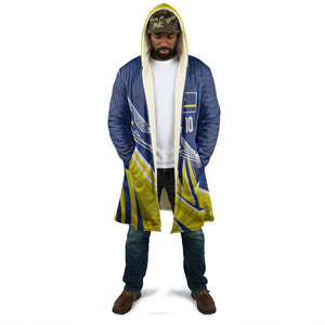 Curacao National Football Custom Cloak Abstract Sharp Wave Pattern Sporty Style with Map