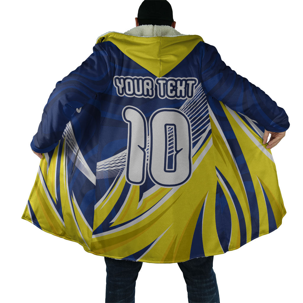 Curacao National Football Custom Cloak Abstract Sharp Wave Pattern Sporty Style with Map