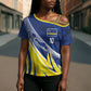 Curacao National Football Custom Cross Shoulder Shirt Abstract Sharp Wave Pattern Sporty Style with Map