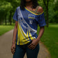 Curacao National Football Custom Cross Shoulder Shirt Abstract Sharp Wave Pattern Sporty Style with Map