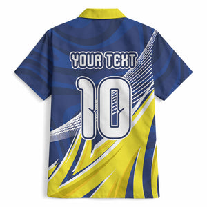 Curacao National Football Custom Hawaiian Shirt Abstract Sharp Wave Pattern Sporty Style with Map