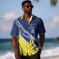 Curacao National Football Custom Hawaiian Shirt Abstract Sharp Wave Pattern Sporty Style with Map LT03