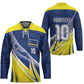 Curacao National Football Custom Hockey Jersey Abstract Sharp Wave Pattern Sporty Style with Map
