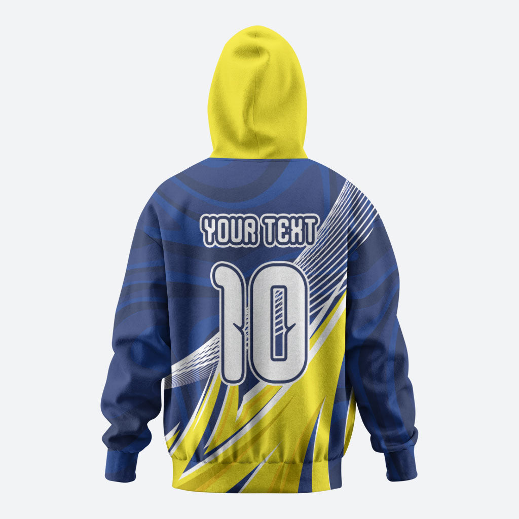 Curacao National Football Custom Hoodie Abstract Sharp Wave Pattern Sporty Style with Map