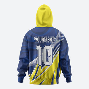 Curacao National Football Custom Hoodie Abstract Sharp Wave Pattern Sporty Style with Map