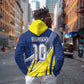 Curacao National Football Custom Hoodie Abstract Sharp Wave Pattern Sporty Style with Map