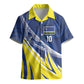 Curacao National Football Custom Kid Hawaiian Shirt Abstract Sharp Wave Pattern Sporty Style with Map