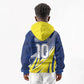 Curacao National Football Custom Kid Hoodie Abstract Sharp Wave Pattern Sporty Style with Map