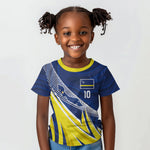 Curacao National Football Custom Kid T shirt Abstract Sharp Wave Pattern Sporty Style with Map