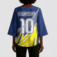 Curacao National Football Custom Kimono Sleeve Blouse Abstract Sharp Wave Pattern Sporty Style with Map
