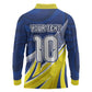 Curacao National Football Custom Long Sleeve Polo Shirt Abstract Sharp Wave Pattern Sporty Style with Map