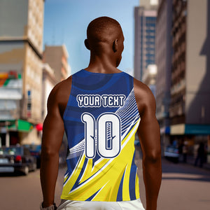 Curacao National Football Custom Men Tank Top Abstract Sharp Wave Pattern Sporty Style with Map