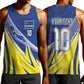 Curacao National Football Custom Men Tank Top Abstract Sharp Wave Pattern Sporty Style with Map