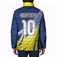 Curacao National Football Custom Padded Jacket Abstract Sharp Wave Pattern Sporty Style with Map